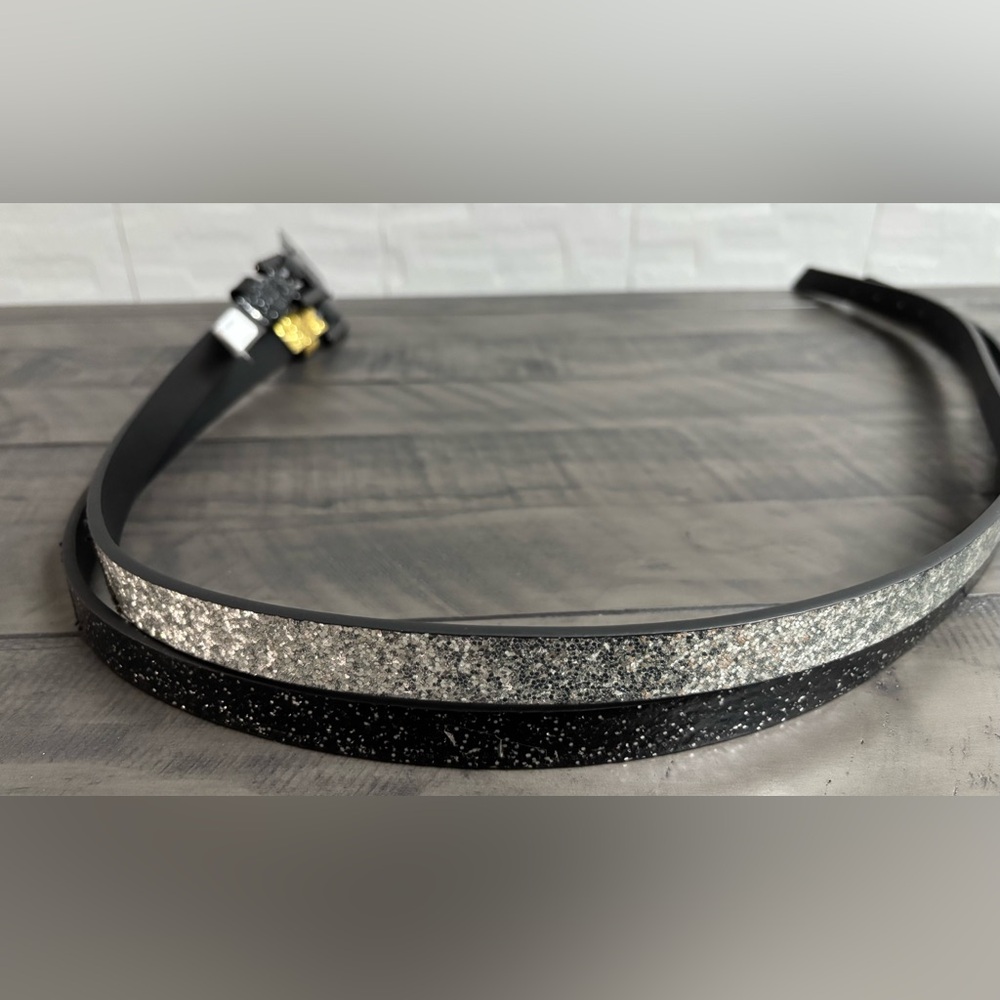 Kurt Geiger Glittery Black and Gold Belts - Picture 6 of 9